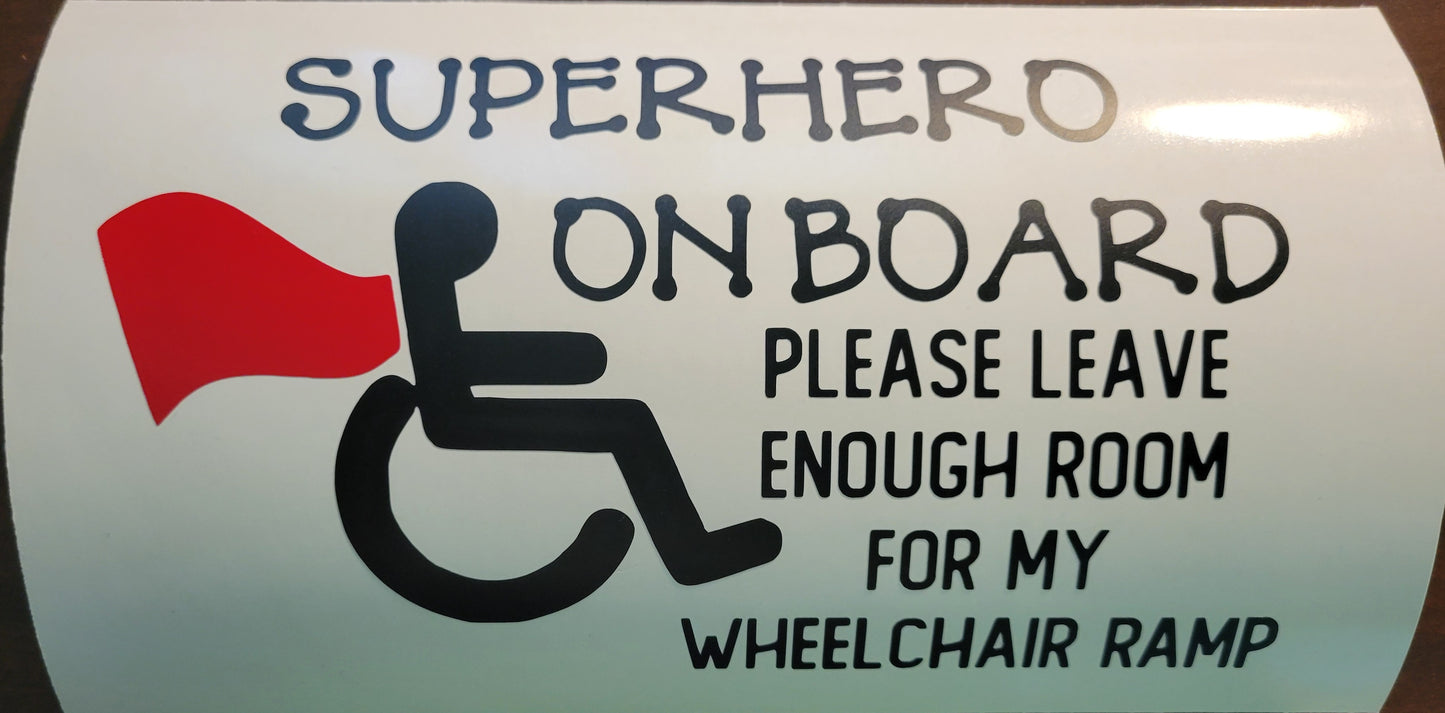 Superhero on board decal 8 x 4.498"
