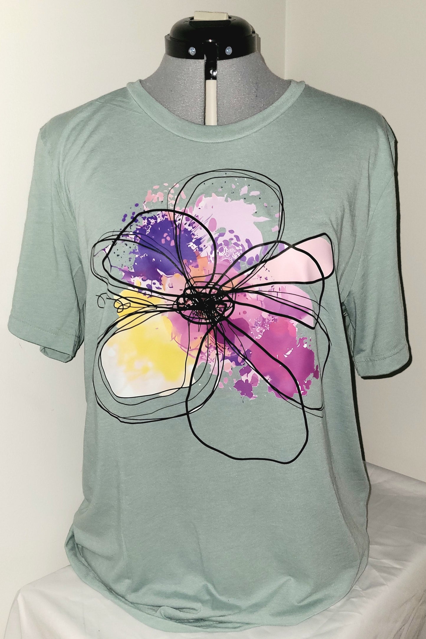 Bella Canvas Adult T-shirt Watercolor flower drawn