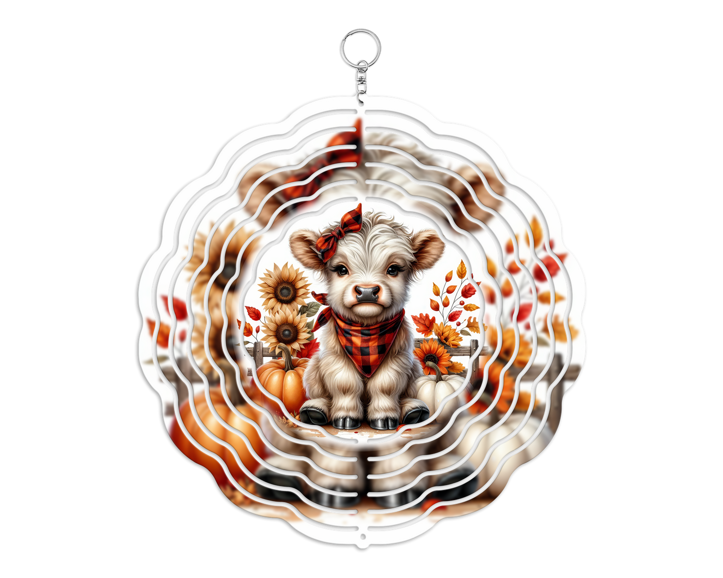 Fall Vibes Highland Cow 8" Wind Spinner