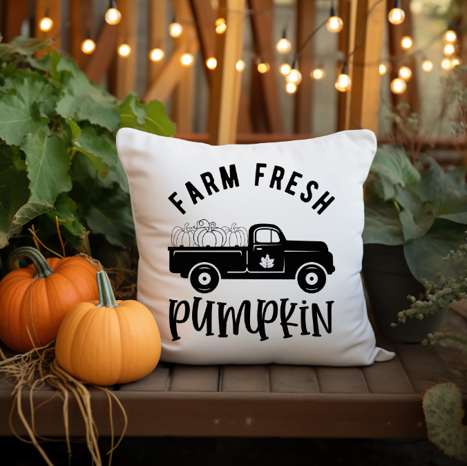 Farm Fresh Pumpkin Truck Throw Pillow Cover | Johanna Lesley Creations