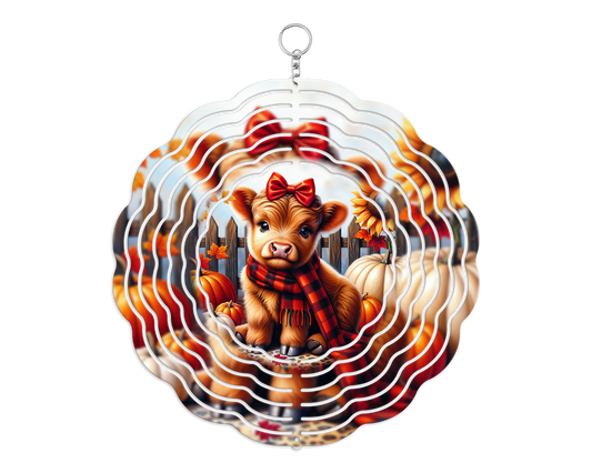 Highland Cow with bow 8" Wind Spinner