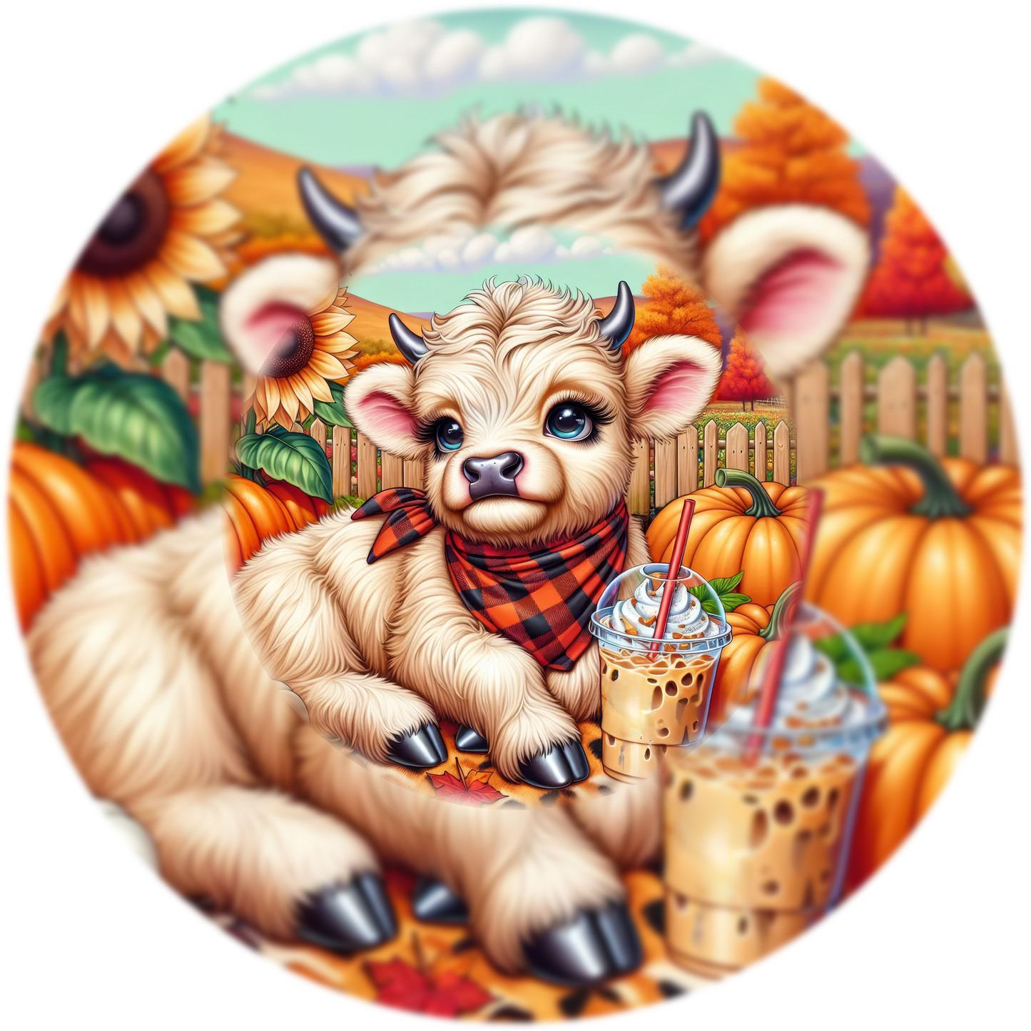 Iced Coffee Highland Cow 8" Wind Spinner