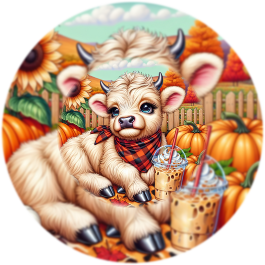 Iced Coffee Highland Cow 8" Wind Spinner