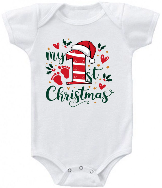 My 1st Christmas Green and Red baby bodysuit