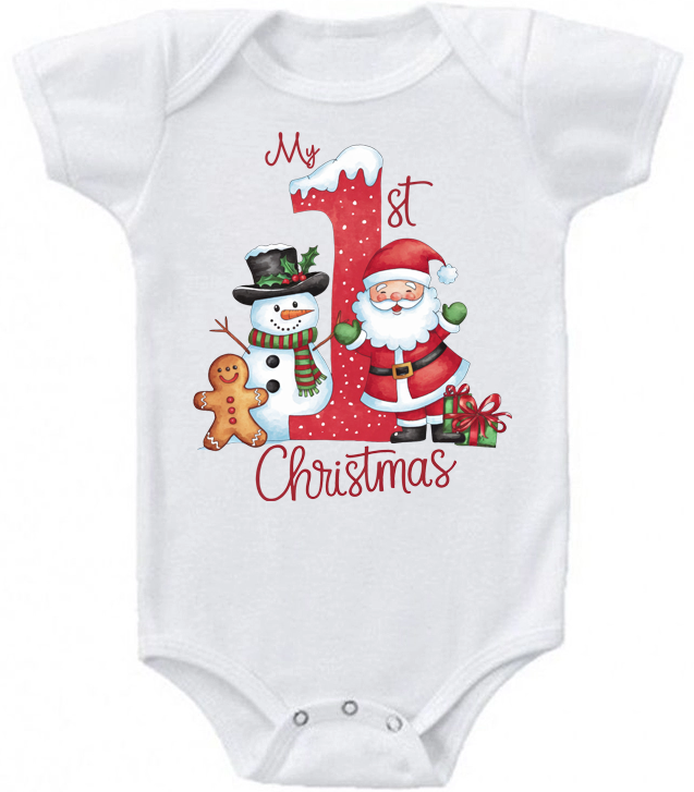 My 1st Christmas Santa and snowman baby bodysuit