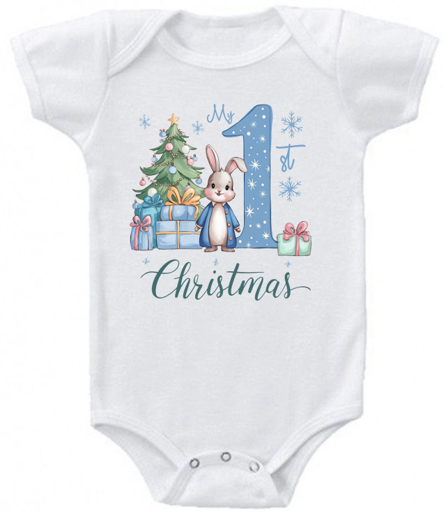 My 1st Christmas sweet bunny baby bodysuit
