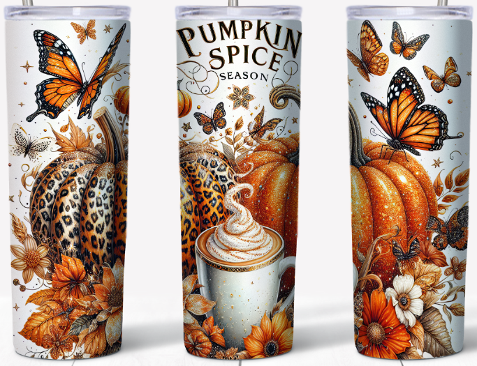Pumpkin Spice Season Latte 20oz Skinny Tumbler | Johanna Lesley Creations