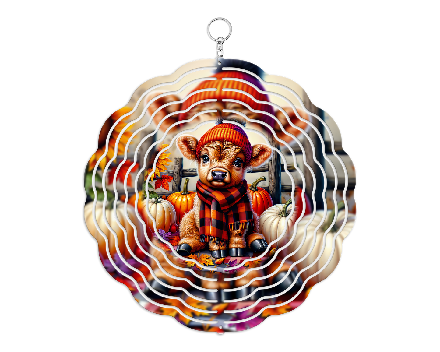 Ready for Fall Highland Cow 8" Wind Spinner