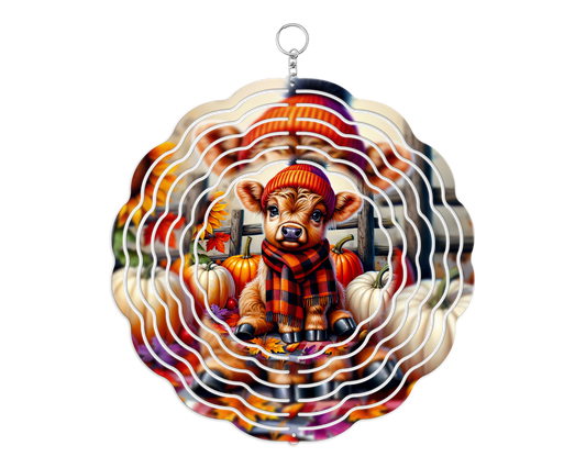 Ready for Fall Highland Cow 8" Wind Spinner