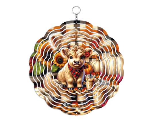 Sunflower Highland Cow 8" Wind Spinner