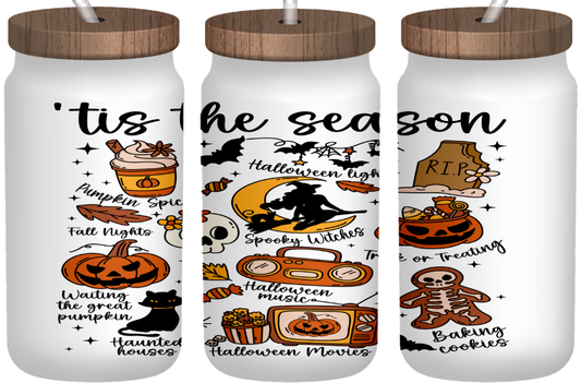 ‘Tis the Spooky Season | 16oz Frosted Glass Can with Bamboo Lid & Straw