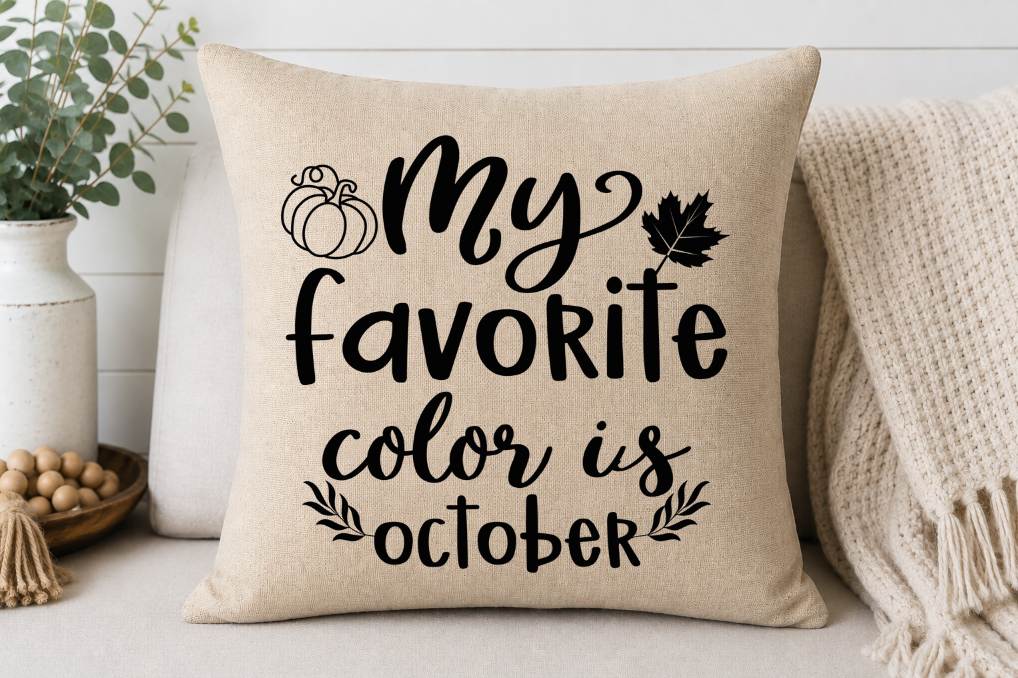 My Favorite Color Is October Throw Pillow Cover | Johanna Lesley Creations