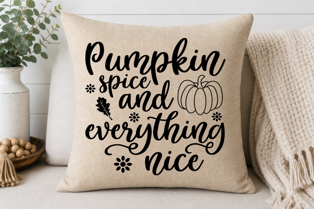 Pumpkin Spice and Everything Nice Throw Pillow Cover | Johanna Lesley Creations