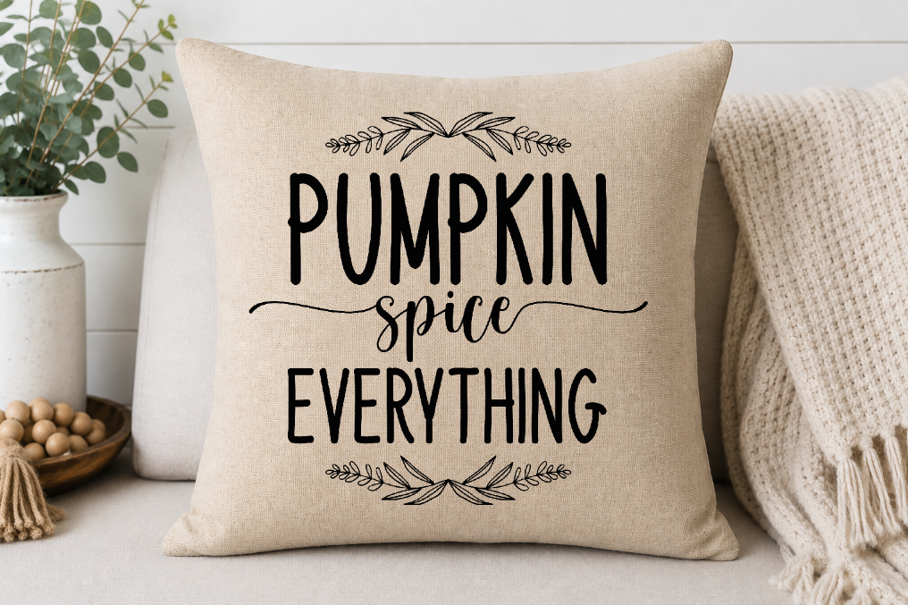 Pumpkin Spice Everything Throw Pillow Cover | Johanna Lesley Creations