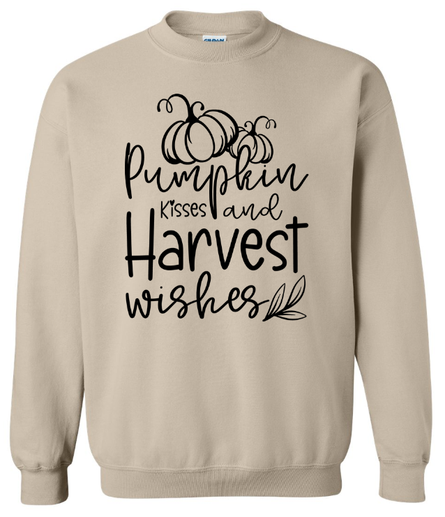 Pumpkin Kisses and Harvest Wishes Crewneck Sweatshirt | Johanna Lesley Creations