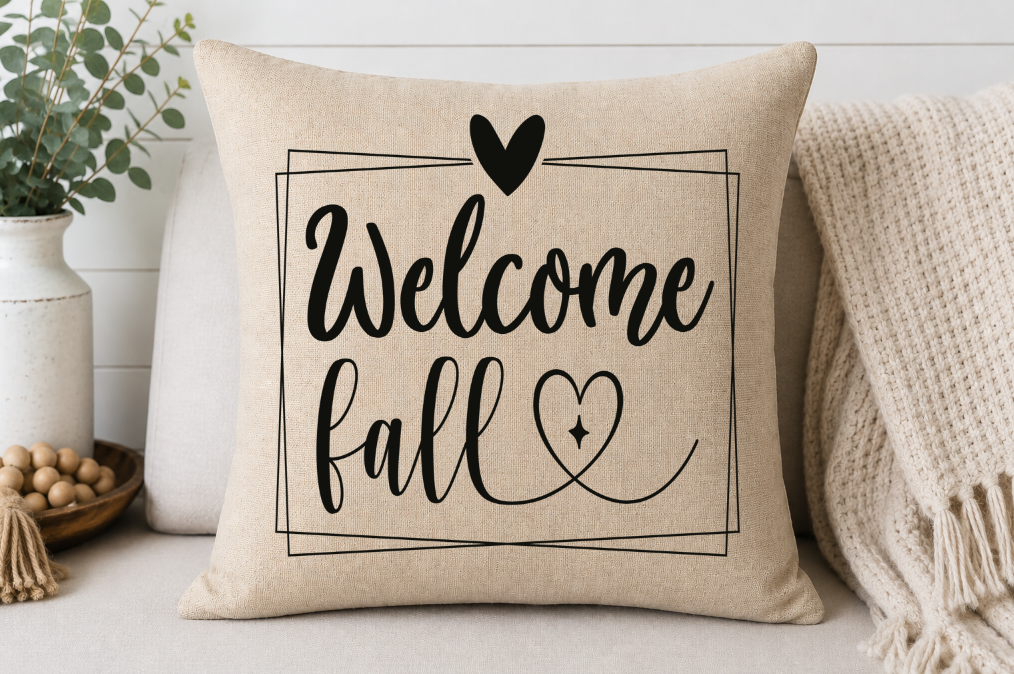 Welcome Fall Heart Throw Pillow Cover | Johanna Lesley Creations