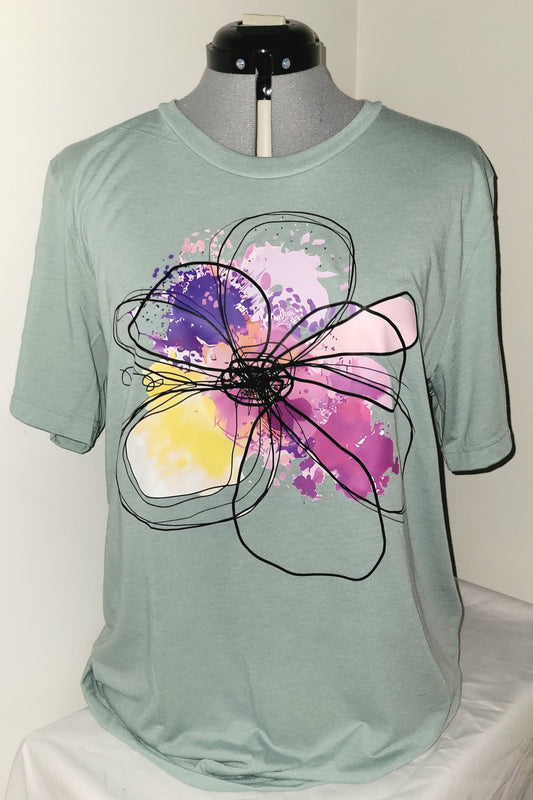 Bella Canvas  Adult T-shirt Watercolor flower drawn