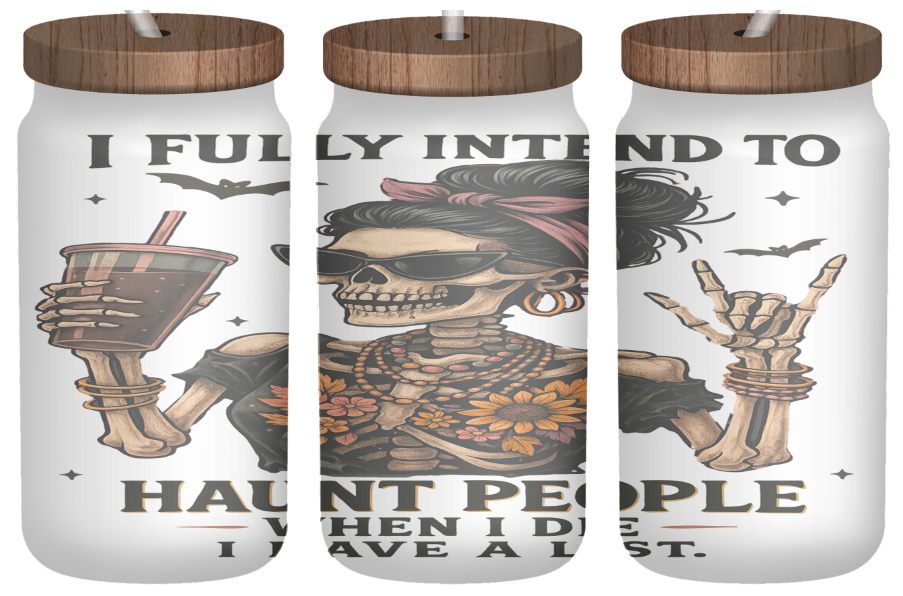 Afterlife Attitude | 16oz Frosted Glass Can with Bamboo Lid & Straw