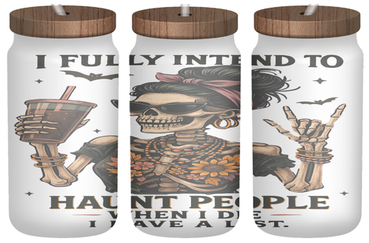 Afterlife Attitude | 16oz Frosted Glass Can with Bamboo Lid & Straw