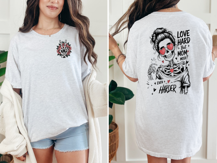 Love Hard Mom Mode Skeleton | Adult Unisex T-Shirt