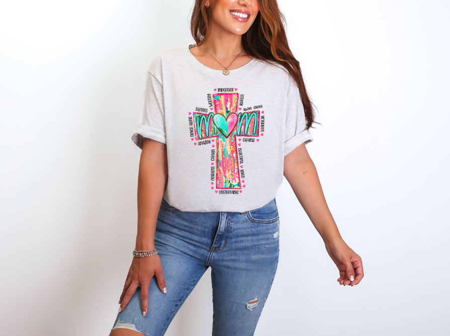 Floral Cross Mom | Adult Unisex T-Shirt | Johanna Lesley Creations