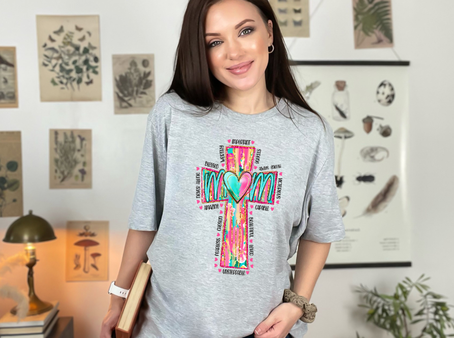 Floral Cross Mom | Adult Unisex T-Shirt | Johanna Lesley Creations
