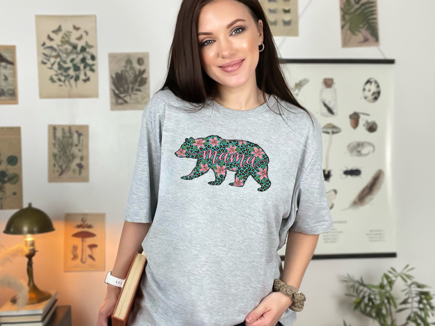 Mama Floral Leopard Bear | Adult Unisex T-Shirt | Johanna Lesley Creations