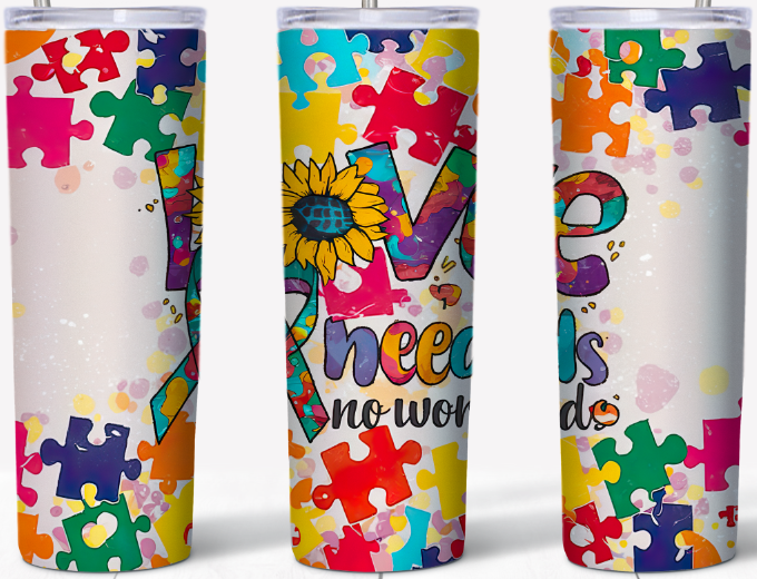Love Needs No Words Autism Tumbler | 20oz Stainless Steel Drinkware