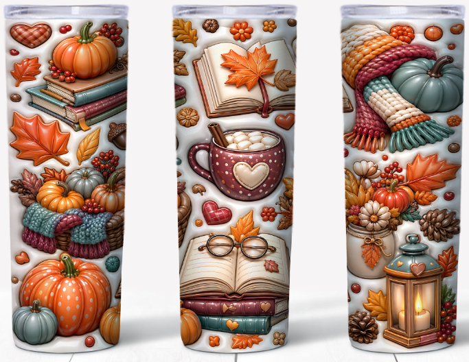 Autumn Comforts 20oz Skinny Tumbler | Johanna Lesley Creations