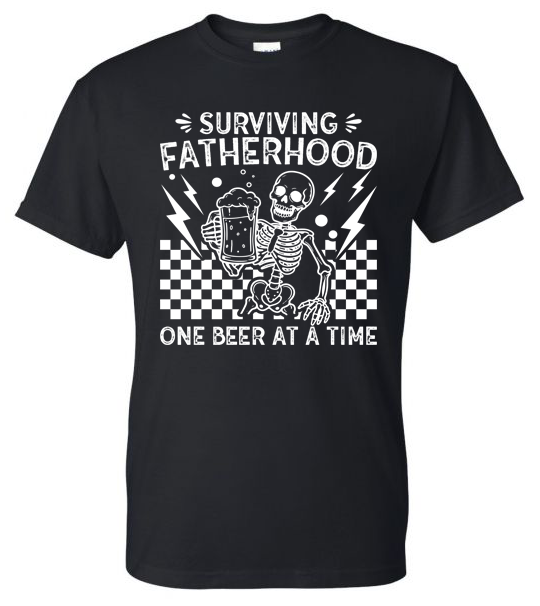 Surviving Fatherhood One Beer At A Time Skeleton Graphic T-Shirt | Adult Unisex T-Shirt | Johanna Lesley Creations