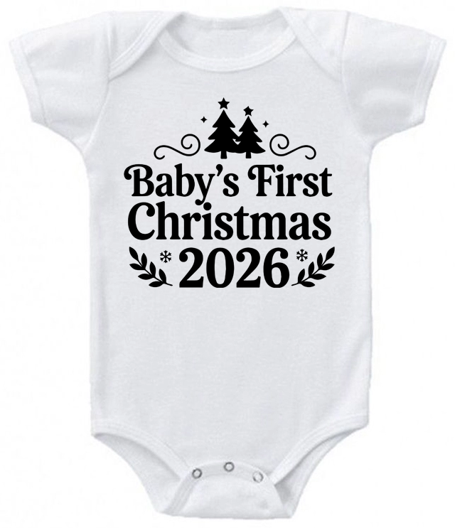 Baby’s First Christmas 2026 Christmas Tree Infant Bodysuit | Johanna Lesley Creations