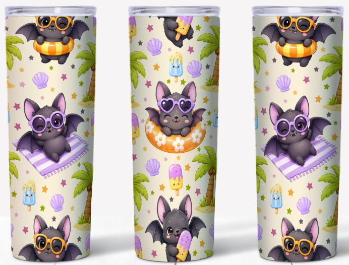 Bats Beaches & Popsicles 20oz Skinny Tumbler | Johanna Lesley Creations