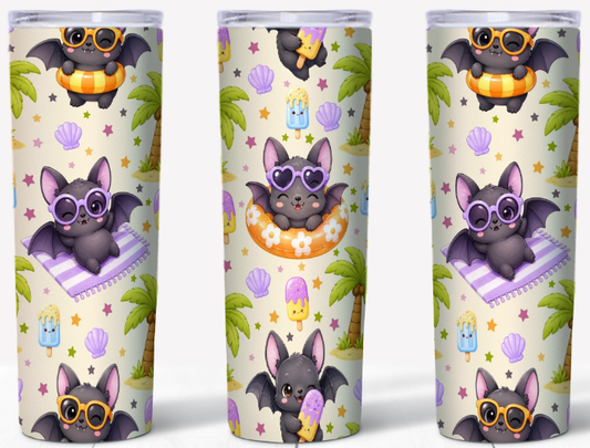 Bats Beaches & Popsicles 20oz Skinny Tumbler | Johanna Lesley Creations