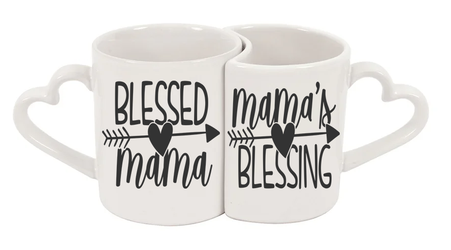 Blessed Mama, Mama's Blessing 11oz Interlocking Heart mugs