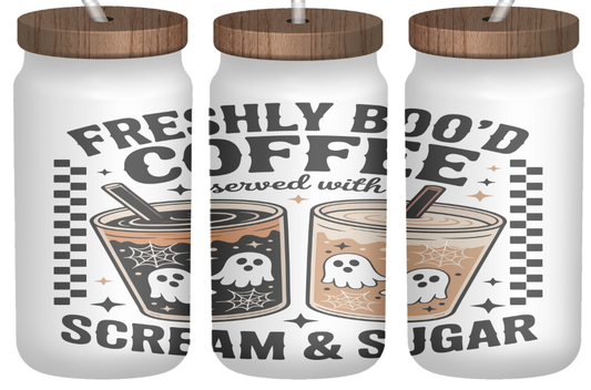 Boo’d & Brew’d | 16oz Frosted Glass Can with Bamboo Lid & Straw