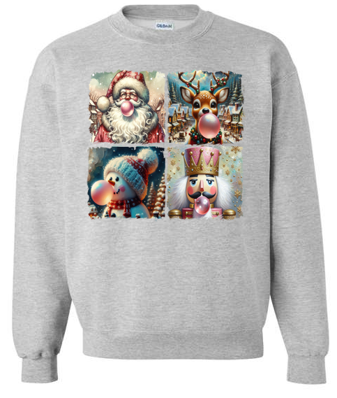 Bubblegum Christmas Adult Crewneck Sweatshirt