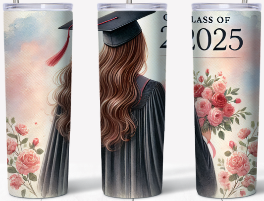 Class of 2025 Girl- long hair 20oz Tumbler