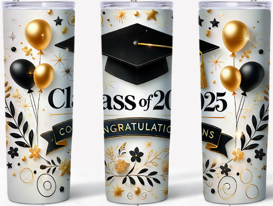 Class of 2025 black and gold 2025 20oz Tumbler