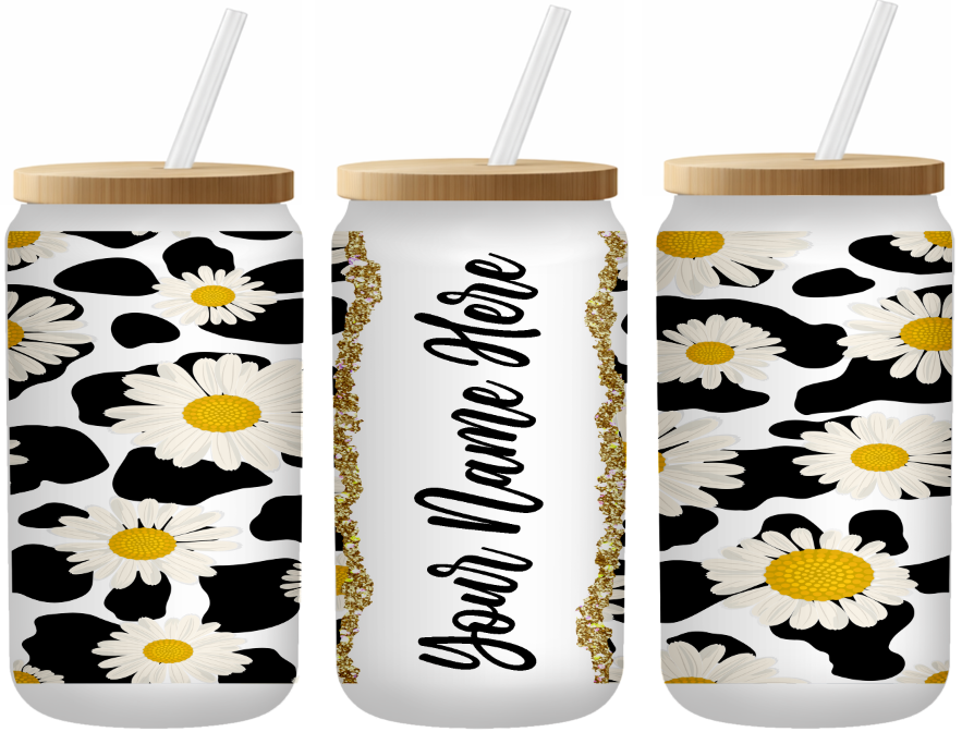 Daisy Mae Personalized 16 Ounce Frosted Glass Can | Johanna Lesley Creations