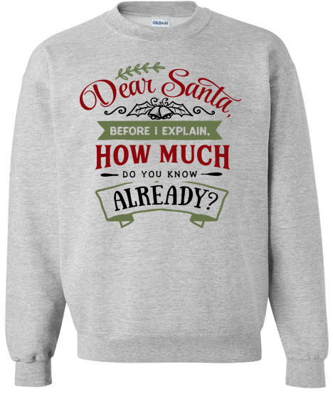 Dear Santa before I explain Adult Crewneck Sweatshirt