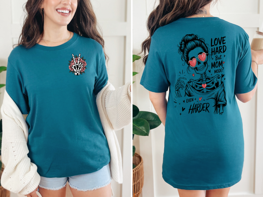 Love Hard Mom Mode Skeleton | Adult Unisex T-Shirt