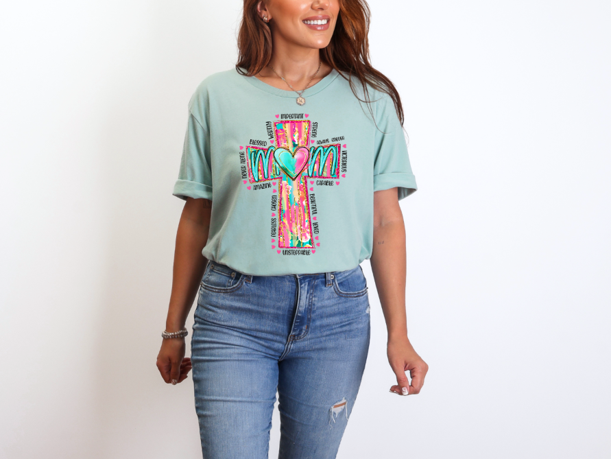 Floral Cross Mom | Adult Unisex T-Shirt | Johanna Lesley Creations