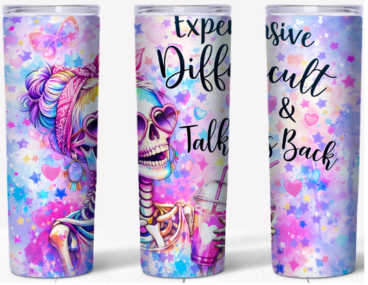 Expensive Difficult and Talks Back Colorful Skeleton 20oz Tumbler | Johanna Lesley Creations