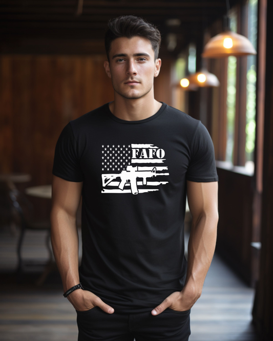 FAFO AR-15 with floating stars T-shirt