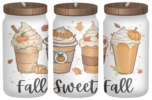 Fall Sweet Fall | 16oz Frosted Glass Can with Bamboo Lid & Straw