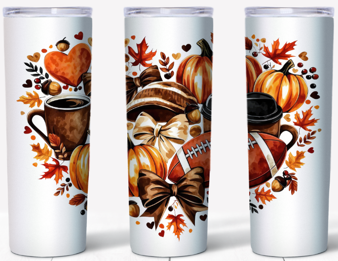 Cozy Fall Heart Collage 20oz Skinny Tumbler | Johanna Lesley Creations