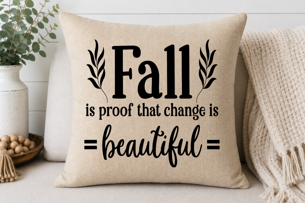 Fall Is Proof That Change Is Beautiful Throw Pillow Cover | Johanna Lesley Creations