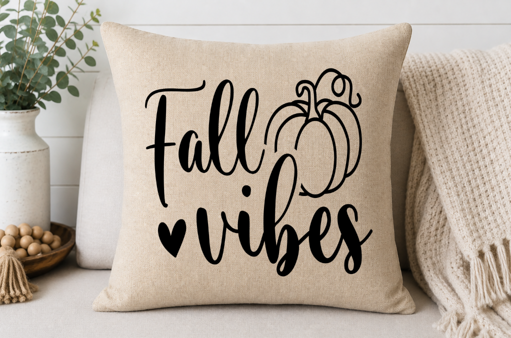 Fall Vibes Pumpkin Throw Pillow Cover | Johanna Lesley Creations