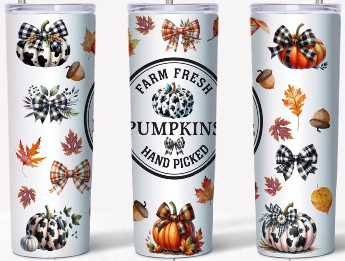 Farm Fresh Pumpkins 20oz Skinny Tumbler | Johanna Lesley Creations