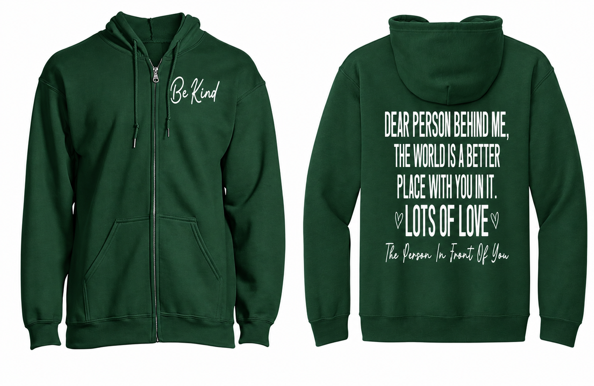 Be Kind Lots of Love Zip Up Hoodie | Johanna Lesley Creations
